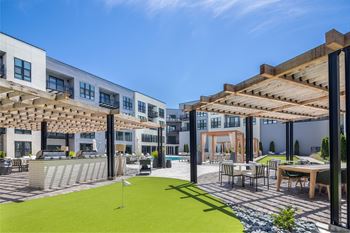 Bocce ball, putting green, grilling stations with pergolas